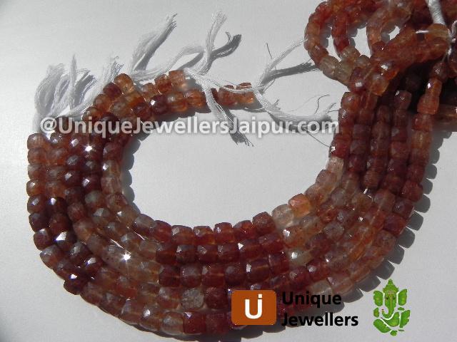 Strawberry Quartz Faceted Cube Beads